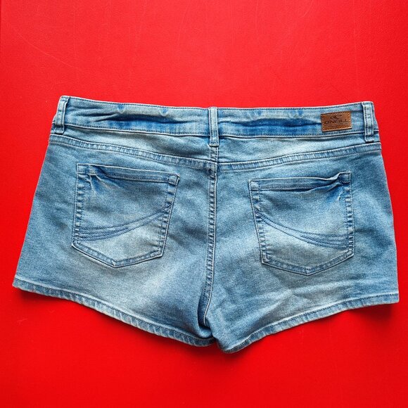 O'Neil jeans short washed distressed blue women's waist 17.5" - Picture 2 of 8
